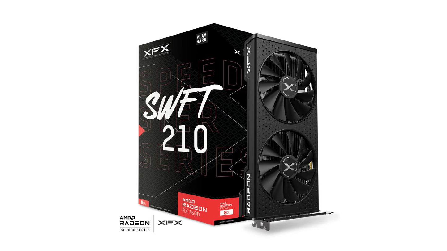 XFX Speedster SWFT210 AMD Radeon RX 7600 Core Gaming Graphics Card with 8GB GDDR6 HDMI 3xDP, AMD RDNA 3 (RX-76PSWFTFY)