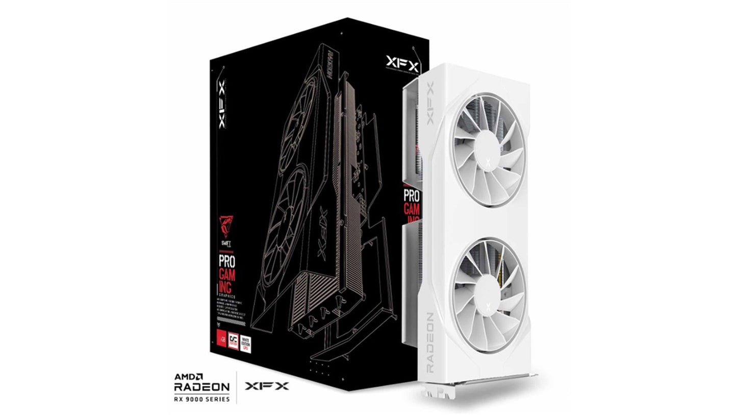 XFX Swift AMD Radeon RX 9060XT OC White Gaming Edition with 16GB GDDR6 HDMI 2xDP, AMD RDNA 4 (RX-96TSW16WQ)