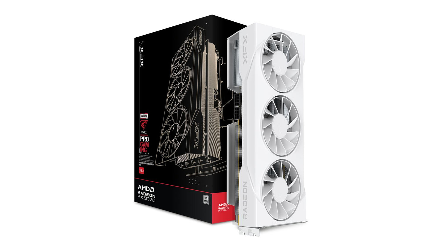 XFX Swift AMD Radeon RX 9070XT White Triple fan Gaming Edition with 16GB GDDR6 HDMI 3xDP, AMD RDNA 4 (RX-97TSWF3W9)