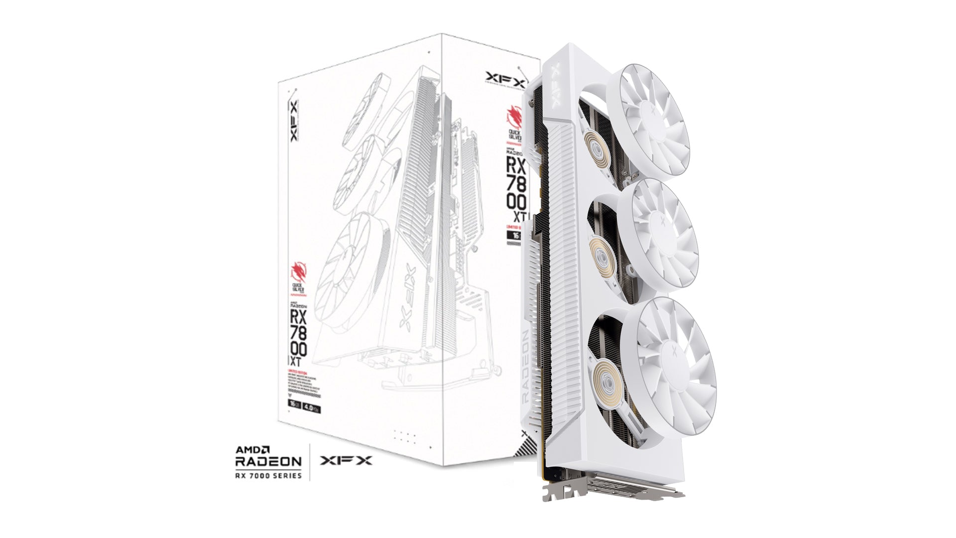 XFX Mercury AMD Radeon RX 9070XT OC White Magnetic Air Edition with RGB 16GB GDDR6 HDMI 3xDP, AMD RDNA 4 (RX-97TMARGW9)