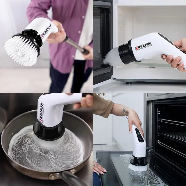 Krapof Tough Scrub Excel Cordless Electric Scrubber with 7 Heads - WPKTUSCRUBXL-07
