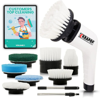 Krapof Tough Scrub Excel Cordless Electric Scrubber with 7 Heads - WPKTUSCRUBXL-07